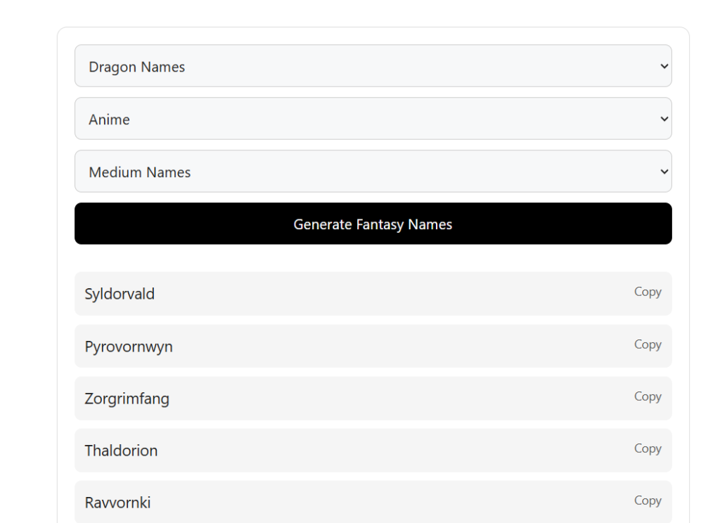 Fantasy Name Generator