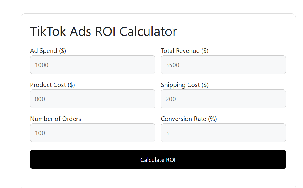 TikTok Ads ROI Calculator